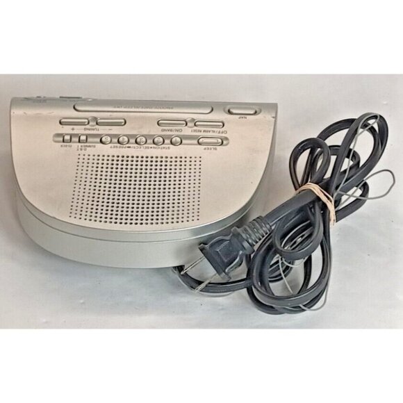 Sony ICF-C273 LIV Dream Machine Dual Alarm Clock AM FM Radio Silver Tested - Picture 4 of 9